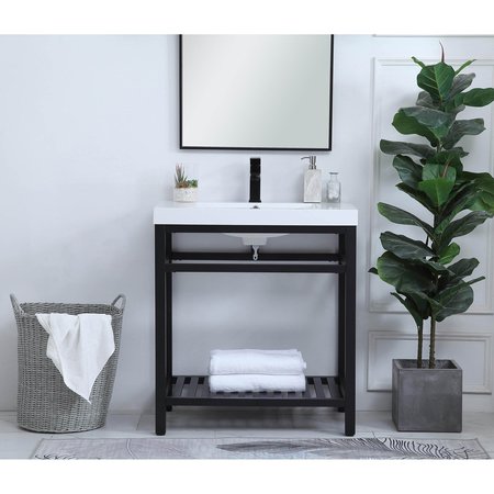 Elegant Decor 30 Inch Single Bathroom Metal Vanity In Black VF14030BK